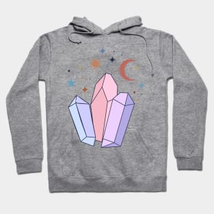 Pastel Crystal Quartzs with moon and stars Hoodie